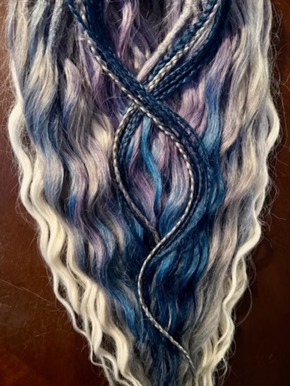 Hand-crafted Mermaid Wave synthetic dreadlock Extensions Blue/Purple/gray/white